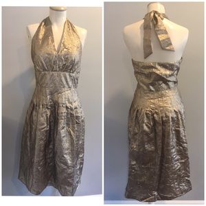 Liz Claiborne gold halter dress
